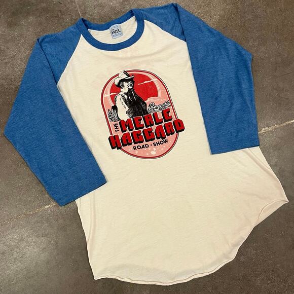 Vintage 1982 Merle Haggard The Road Show Raglan T-Shirt Large - Picture 2 of 5